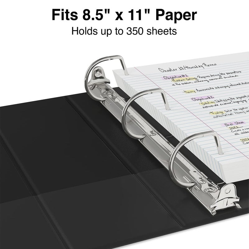 Staples 3-Ring Binder, 1.5 Inch D-Ring Organizer for Home, Office, School, Holds up to 350-Sheets, Black - Image 3